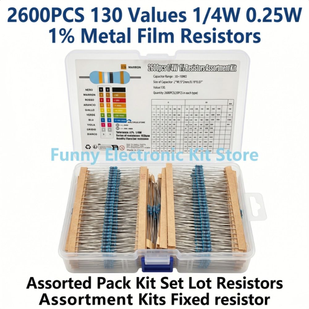 Diy Home Electronics Projects - 2600개 금속 필름 저항기 모듬 팩